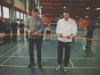 Badmintonová exhibice při otevření nové tréninkové haly